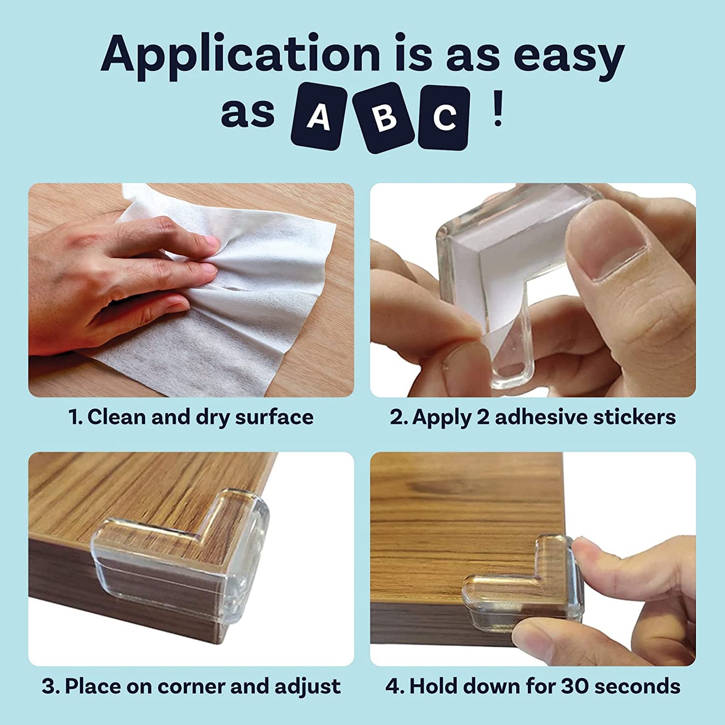 Protective Cushion Guards for Baby-Proofing Furniture Corners - 8 PCS