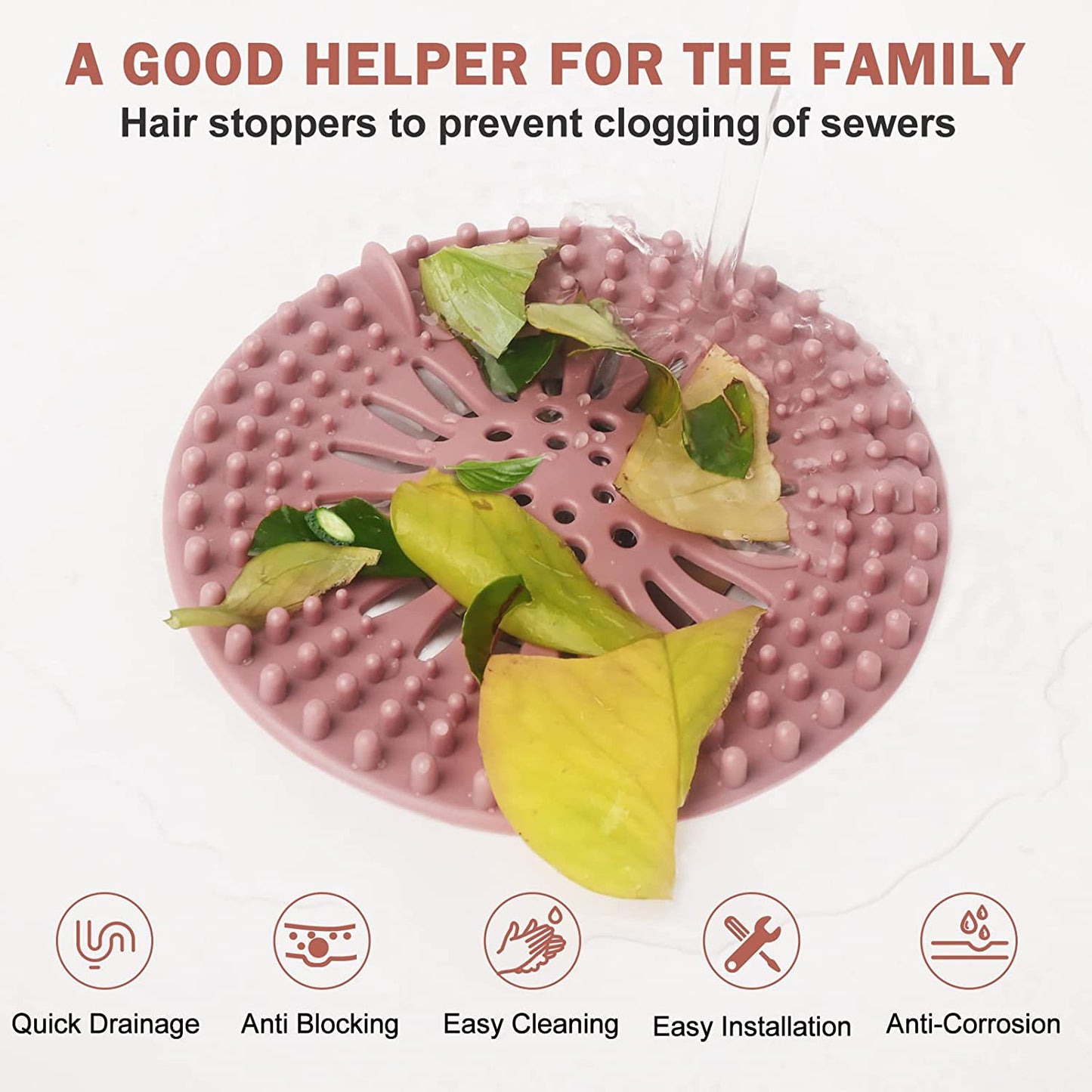 Durable Silicone Sink & Shower Hair Strainer – Modern Kitchen & Bathroom Filter - 8PCS