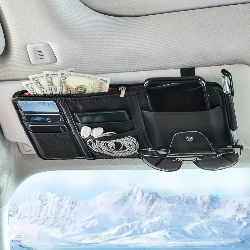Multi-Pocket Sun Visor Organizer for Cars