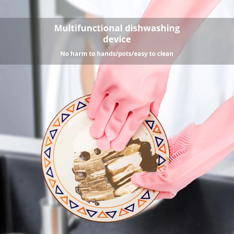 Multipurpose Silicone Dishwashing Gloves with Scrubber