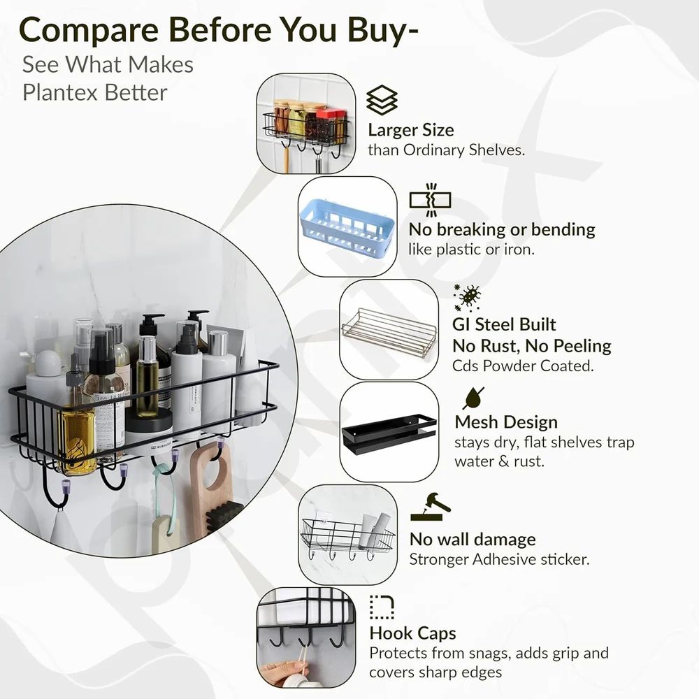 Adhesive Bathroom Shelf – Drill-Free Organizer