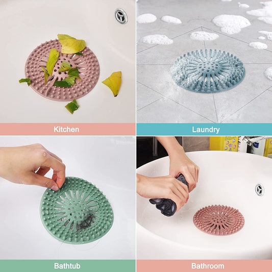 Durable Silicone Sink & Shower Hair Strainer – Modern Kitchen & Bathroom Filter - 8PCS
