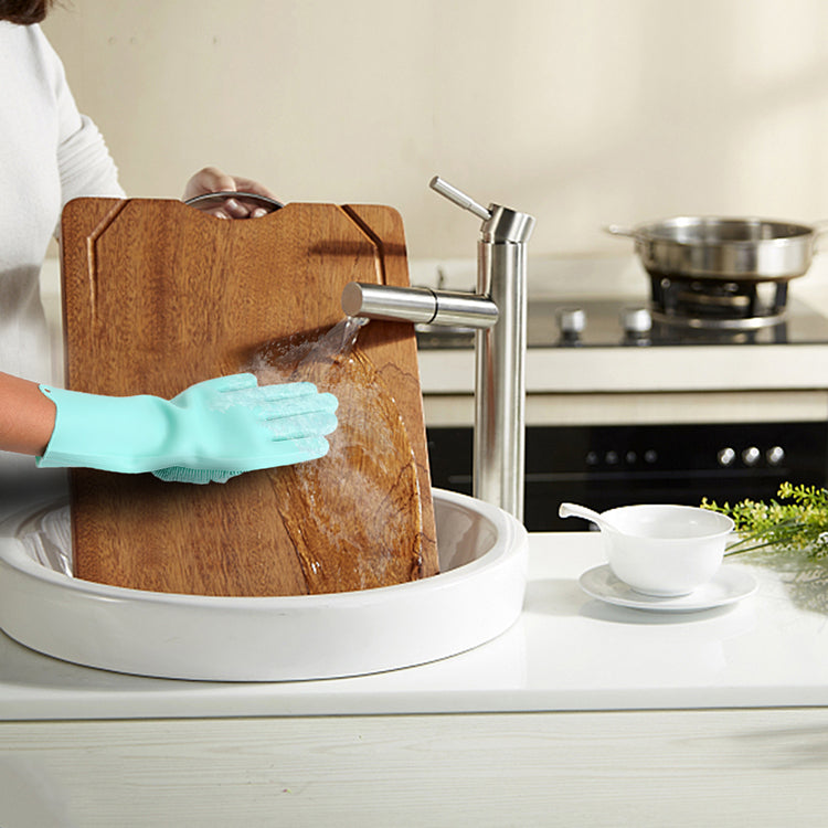 Multipurpose Silicone Dishwashing Gloves with Scrubber
