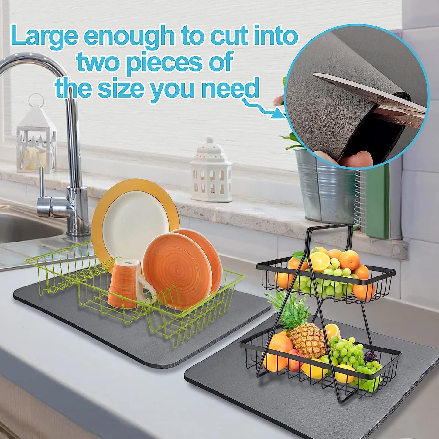 Quick-Dry Kitchen Mat for Drying Dishes & Utensil