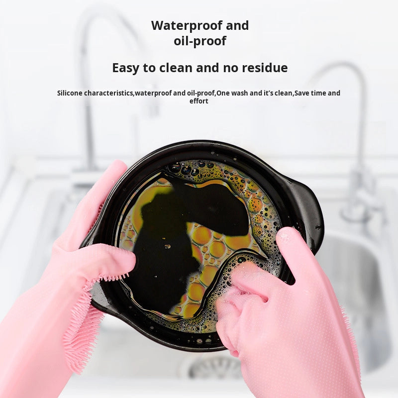 Multipurpose Silicone Dishwashing Gloves with Scrubber