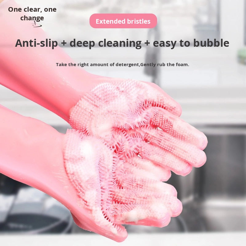 Multipurpose Silicone Dishwashing Gloves with Scrubber