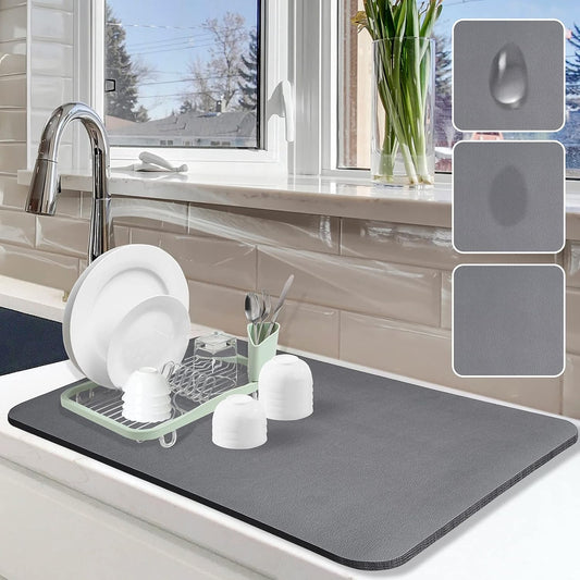 Quick-Dry Kitchen Mat for Drying Dishes & Utensil