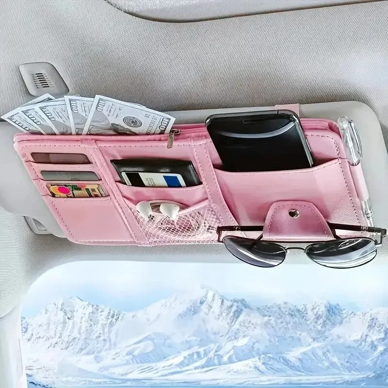 Multi-Pocket Sun Visor Organizer for Cars